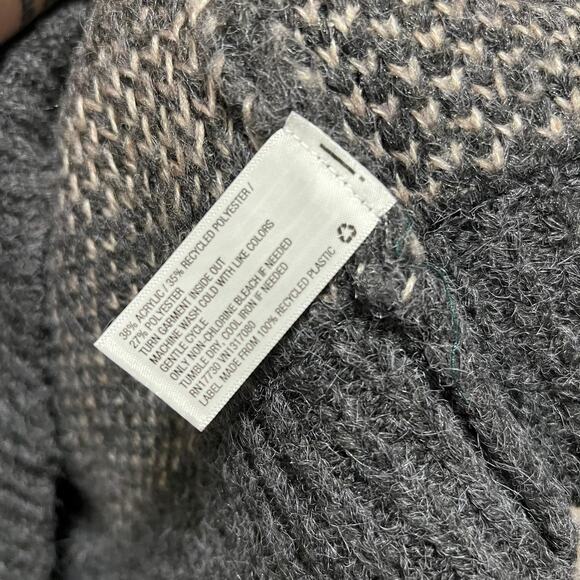 Universal Thread Charcoal Gray Chunky Knit Mock Neck Leopard Print Sweater Sz M - Picture 5 of 6